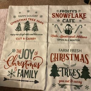four Christmas decor pillowcases